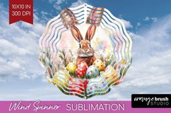 Easter Bunny Wind Spinner Sublimation PNG - Easter Round Product Image 1