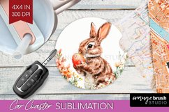 Easter Bunny Car Coaster - Easter Coaster PNG Sublimation Product Image 1