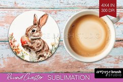 Easter Bunny Round Coaster - Easter Coaster PNG Sublimation Product Image 1