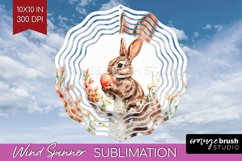 Easter Bunny Wind Spinner Sublimation PNG - Easter Round Product Image 1