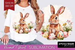 Easter Bunny Round Tshirt Background - Easter PNG Product Image 1