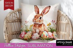 Easter Bunny Pillow Sublimation - Easter Pillow Cover PNG Product Image 1