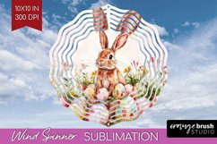 Easter Bunny Wind Spinner Sublimation PNG - Easter Round Product Image 1