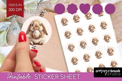 Easter Bunny Round Sticker - Easter Printable Sticker Sheet Product Image 1