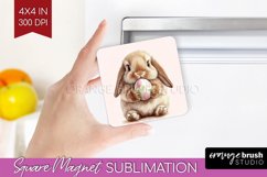 Easter Bunny Magnet Sublimation - Easter Square Magnet PNG Product Image 1