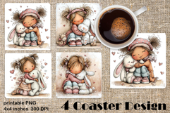 Happy Easter Square Coaster Sublimation. Funny bunny Product Image 1