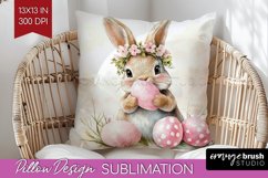Easter Bunny Pillow Sublimation - Easter Pillow Cover PNG Product Image 1