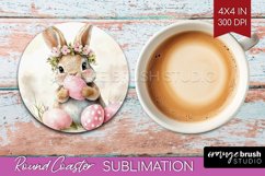 Easter Bunny Round Coaster - Easter Coaster PNG Sublimation Product Image 1