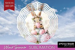 Easter Bunny Wind Spinner Sublimation PNG - Easter Round Product Image 1