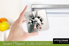 Easter Bunny 3D Hole in Wall Magnet - Sublimation Design PNG
