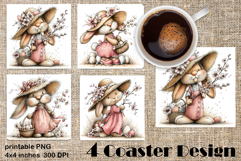 Happy Easter Square Coaster Sublimation. Funny bunny Product Image 1