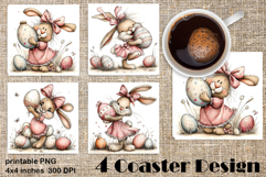 Happy Easter Square Coaster Sublimation. Funny bunny Product Image 1