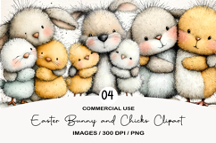 Easter Bunny and Chicks Clipart Product Image 1