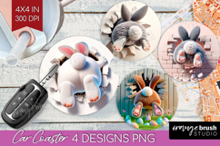 Easter Bunny Car Coaster - Bunny Butt Coaster PNG Product Image 1