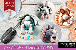 Easter Bunny Car Coaster - Bunny Butt Coaster PNG Product Image 1