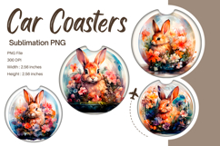 Easter Bunny Car Coasters Sublimation Rabbit Car Accessories Product Image 1