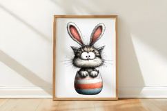 Easter Bunny Cat in Striped Egg Clipart Product Image 3