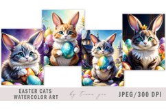 Cute watercolor Easter bunny cat illustration- 4 Jpeg Product Image 1