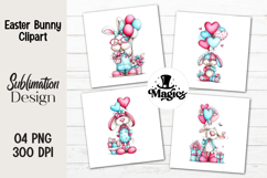 Easter Bunny Clipart, Easter Sublimation PNG Product Image 1