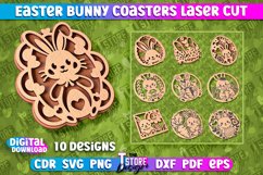 Easter Bunny Coasters Laser Cut | Happy Easter Kitchen Decor Product Image 1