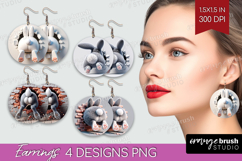 Easter Bunny Round Earrings - Bunny Butt PNG Sublimation Product Image 1