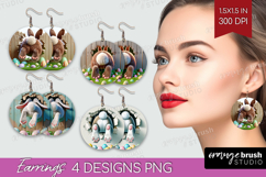 Easter Bunny Round Earrings - Bunny Butt PNG Sublimation Product Image 1