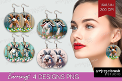 Easter Bunny Round Earrings - Bunny Butt PNG Sublimation Product Image 1