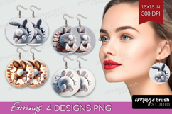 Easter Bunny Round Earrings - Bunny Butt PNG Sublimation Product Image 1