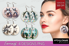 Easter Bunny Round Earrings - Bunny Butt PNG Sublimation Product Image 1