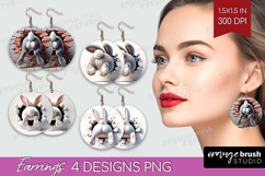 Easter Bunny Round Earrings - Bunny Butt PNG Sublimation Product Image 1