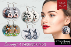 Easter Bunny Round Earrings - Bunny Butt PNG Sublimation Product Image 1