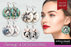 Easter Bunny Round Earrings - Bunny Butt PNG Sublimation Product Image 1