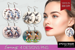 Easter Bunny Round Earrings - Bunny Butt PNG Sublimation Product Image 1