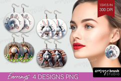 Easter Bunny Round Earrings - Bunny Butt PNG Sublimation Product Image 1