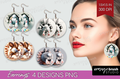 Easter Bunny Round Earrings - Bunny Butt PNG Sublimation Product Image 1