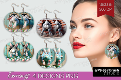 Easter Bunny Round Earrings - Bunny Butt PNG Sublimation Product Image 1
