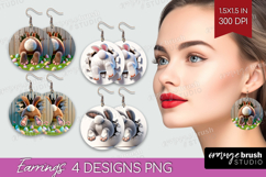 Easter Bunny Round Earrings - Bunny Butt PNG Sublimation Product Image 1