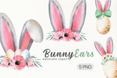 Easter bunny ears png watercolor bunny ears clipart digital download