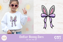 Cute Easter bunny ears svg cut file being used as a kids t-shirt print 