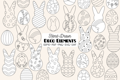 Easter Bunny &amp; Eggs Doodles | Decorated Heart, Flower, Dots Product Image 1