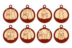 8x Easter Bunny Family Ornament Laser Cut SVG Designs Product Image 2