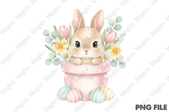Easter Bunny Floral Bucket Png Product Image 1