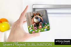 Easter Bunny Fridge Magnet Sublimation Design, Square Magnet
