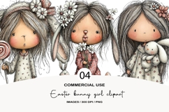 Easter bunny girl clipart png Product Image 1