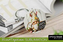 Easter Bunny Gnome Keychain Sublimation for Round Keychain
