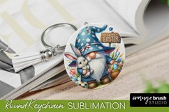 Easter Bunny Gnome Keychain Sublimation - Round Keychain