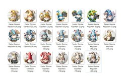 Easter Bunny Gnome Round Keychain Sublimation Bundle 20 PNG