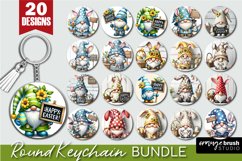 Easter Bunny Gnome Round Keychain Sublimation Bundle 20 PNG