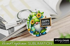 Easter Bunny Gnome Round Keychain - Sublimation PNG Design 