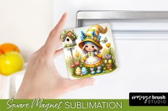 Easter Bunny Gnome Square Magnet PNG - Sublimation Design